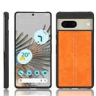 For Google Pixel 7 5G Shockproof Sewing Cow Skin Texture PC + PU + TPU Case(Orange) - 1