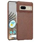 For Google Pixel 7 5G Shockproof Crocodile Texture PC + PU Case(Brown) - 1