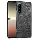 For Sony Xperia 5 IV Shockproof Crocodile Texture PC + PU Case(Black) - 1