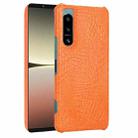 For Sony Xperia 5 IV Shockproof Crocodile Texture PC + PU Case(Orange) - 1