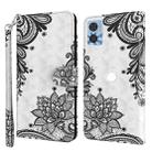 For Motorola Moto E22 / Moto E22i 3D Painting Pattern TPU + PU Phone Case(Diagonal Black Flower) - 1