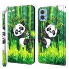 For Motorola Moto E22 / Moto E22i 3D Painting Pattern TPU + PU Phone Case(Panda Climbing Bamboo) - 1