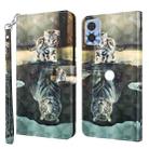 For Motorola Moto E22 / Moto E22i 3D Painting Pattern TPU + PU Phone Case(Cat Tiger) - 1