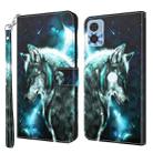 For Motorola Moto E22 / Moto E22i 3D Painting Pattern TPU + PU Phone Case(Wolf) - 1