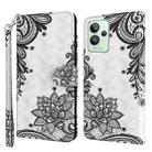 For Realme GT2 Pro 3D Painting Pattern TPU + PU Phone Case(Diagonal Black Flower) - 1