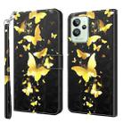 For Realme GT2 Pro 3D Painting Pattern TPU + PU Phone Case(Gold Butterfly) - 1