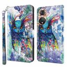 For Honor 50 3D Painting Pattern TPU + PU Phone Case(Watercolor Owl) - 1