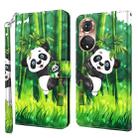 For Honor 50 3D Painting Pattern TPU + PU Phone Case(Panda Climbing Bamboo) - 1