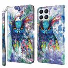 For Honor X8 4G 3D Painting Pattern TPU + PU Phone Case(Watercolor Owl) - 1