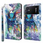 For Xiaomi Poco M5 3D Painting Pattern TPU + PU Phone Case(Watercolor Owl) - 1