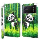 For Xiaomi Poco M5 3D Painting Pattern TPU + PU Phone Case(Panda Climbing Bamboo) - 1