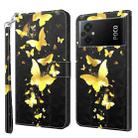 For Xiaomi Poco M5 3D Painting Pattern TPU + PU Phone Case(Gold Butterfly) - 1