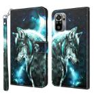 For Xiaomi Poco M5S/Redmi Note 10/Note 10S 3D Painting Pattern TPU + PU Phone Case(Wolf) - 1