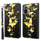 For Xiaomi Poco M5S/Redmi Note 10/Note 10S 3D Painting Pattern TPU + PU Phone Case(Gold Butterfly) - 1