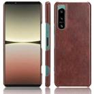 For Sony Xperia 5 IV Shockproof Litchi Texture PC + PU Case(Brown) - 1
