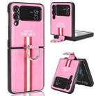 For Samsung Galaxy Z Flip3 5G Plain Leather Ring Phone Case(Pink) - 1