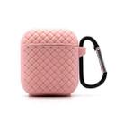 For AirPods 2 / 1 Weave Texture TPU Protective Case(Pink) - 1