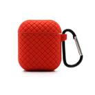 For AirPods 2 / 1 Weave Texture TPU Protective Case(Red) - 1