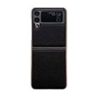 For Samsung Galaxy Z Flip4 Waves Series Nano Electroplating Genuine Leather Phone Case(Black) - 1