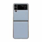 For Samsung Galaxy Z Flip4 Waves Series Nano Electroplating Genuine Leather Phone Case(Blue) - 1