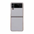 For Samsung Galaxy Z Flip4 Waves Series Nano Electroplating Genuine Leather Phone Case(Grey) - 1