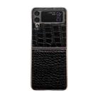 For Samsung Galaxy Z Flip4 Crocodile Texture Genuine Leather Nano Electroplating Phone Case(Black) - 1