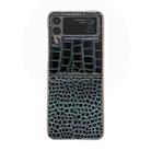 For Samsung Galaxy Z Flip4 Crocodile Texture Genuine Leather Nano Electroplating Phone Case(Dark Green) - 1