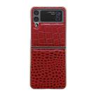 For Samsung Galaxy Z Flip4 Crocodile Texture Genuine Leather Nano Electroplating Phone Case(Red) - 1