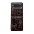 For Samsung Galaxy Z Flip4 Crocodile Texture Genuine Leather Nano Electroplating Phone Case(Coffee) - 1