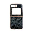 For Motorola Moto Razr 2022 Crocodile Texture Genuine Leather Nano Electroplating Phone Case(Dark Green) - 1