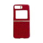 For Motorola Moto Razr 2022 Crocodile Texture Genuine Leather Nano Electroplating Phone Case(Red) - 1