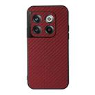 For OnePlus Ace Pro / 10T Carbon Fiber Texture PU Phone Case(Red) - 1