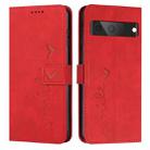 For Google Pixel 7 Skin Feel Heart Pattern Leather Phone Case(Red) - 1