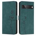 For Google Pixel 7 Skin Feel Heart Pattern Leather Phone Case(Green) - 1