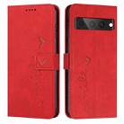 For Google Pixel 7 Pro Skin Feel Heart Pattern Leather Phone Case(Red) - 1