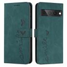 For Google Pixel 7 Pro Skin Feel Heart Pattern Leather Phone Case(Green) - 1