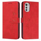 For Motorola Moto E32/E32s Skin Feel Heart Pattern Leather Phone Case(Red) - 1