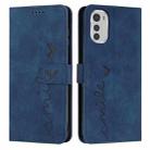 For Motorola Moto E32/E32s Skin Feel Heart Pattern Leather Phone Case(Blue) - 1