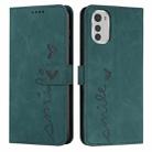 For Motorola Moto E32/E32s Skin Feel Heart Pattern Leather Phone Case(Green) - 1