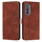 For Motorola Edge 2022 Skin Feel Heart Pattern Leather Phone Case(Brown) - 1