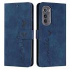 For Motorola Edge 2022 Skin Feel Heart Pattern Leather Phone Case(Blue) - 1