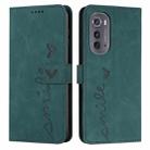 For Motorola Edge 2022 Skin Feel Heart Pattern Leather Phone Case(Green) - 1