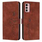 For Motorola Moto G42 Skin Feel Heart Pattern Leather Phone Case(Brown) - 1