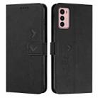 For Motorola Moto G42 Skin Feel Heart Pattern Leather Phone Case(Black) - 1