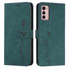 For Motorola Moto G42 Skin Feel Heart Pattern Leather Phone Case(Green) - 1