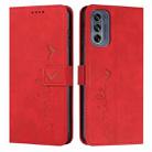 For Motorola Moto G62 5G Skin Feel Heart Pattern Leather Phone Case(Red) - 1
