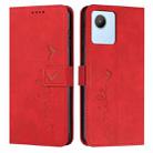 For Realme C30 Skin Feel Heart Pattern Leather Phone Case(Red) - 1