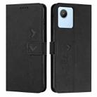 For Realme C30 Skin Feel Heart Pattern Leather Phone Case(Black) - 1