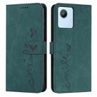 For Realme C30 Skin Feel Heart Pattern Leather Phone Case(Green) - 1