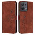 For OPPO Reno8 Skin Feel Heart Pattern Leather Phone Case(Brown) - 1